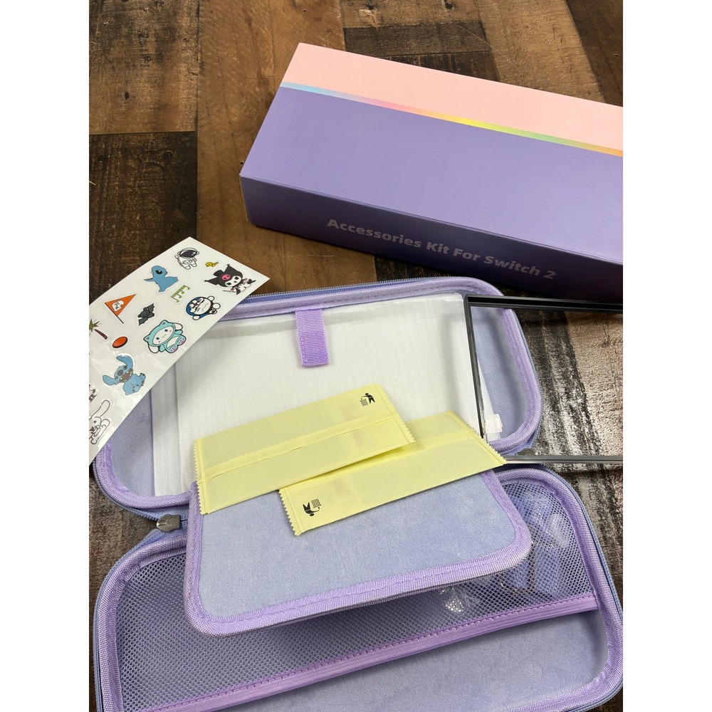 Purple Accessories Kit for Switch 2 Carrying Case Screen Protector Stickers - Picture 5 of 8